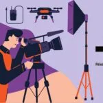 Graphics of a man holding camera in an event for video production