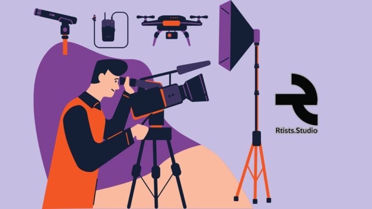 Graphics of a man holding camera in an event for video production