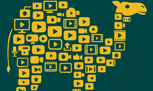 Illustration of a camel composed of various video-related icons with the headline "Dubai’s Video Market Is Crowded — But Where’s Quality?" highlighting concerns about video production standards in Dubai.