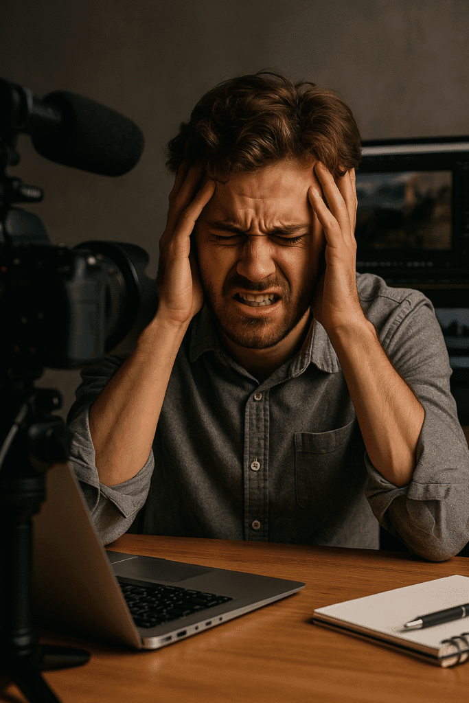 a video editor in frustration because they have no Monthly Retainer video editor subscription