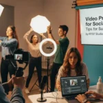 A team working on video production, focusing on creating engaging content for social media audiences