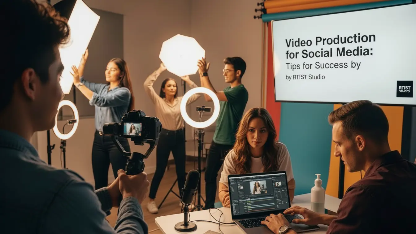 A team working on video production, focusing on creating engaging content for social media audiences
