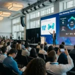 A large crowd of attendees gathered in a conference room for a Video Marketing event.